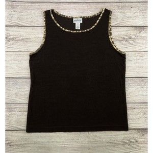 Chico's Shirt Womens Large Brown Tank Top Sleeveless Top Stretch Travelers VTG